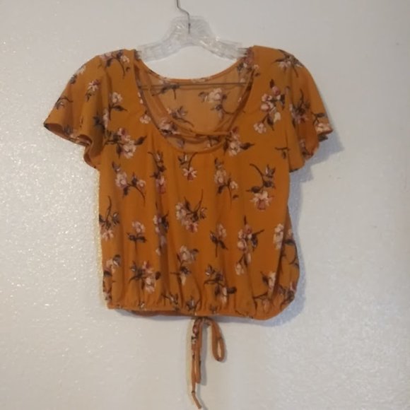 Rewind women's size S yellow, pink green and white floral blouse - Picture 2 of 10